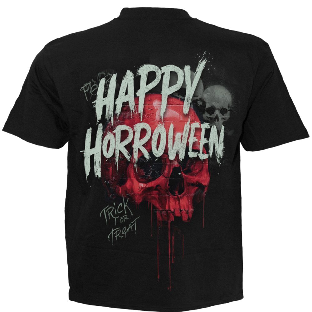 Spiral - Happy Horroween Heren Tshirt - Zwart